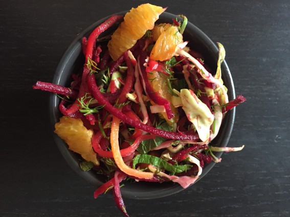 Beet, orange, carrot, hispi & herbs. Mouthwatering!